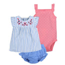 2023年夏季连衣裙女婴服装套装纯棉家居服，15色短袖独角兽婴儿服装套装