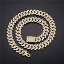 Hip Hop Iced Out Miami Zircon 15MM Bling Cuban Full Pave Rhinestone Men&