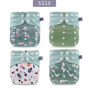 Elinfant Gray Mesh Cloth 4pcs Eco-friendly Diaper Washable Cloth Diaper Adjustable Baby Nappy Reusable pocket Diapers