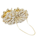 Boutique De FGG Dazzling Crystal Women Evening Metal Clutches Bag Hardcase Wedding Party Flower Bridal Handbag Clutch Purse
