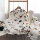 Japanese new style autumn and winter long-sleeved trousers, pure cotton air cotton, warm ladies pajamas, home service sleepwear