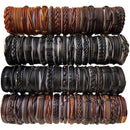 50PCS/Lot Random Surfer Bracelet Handmade Men's Women's Mix Styles Braided Leather Cuff Bracelets Jewelry Party Gift  MX3