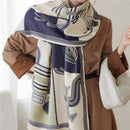 Warm Winter Scarf Cashmere Women Pashmina Design Print Shawls Wrap Female Thick Blanket Soft Bufanda Stoles 2022 Fashion