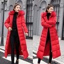 2022 new winter jacket women's warm fashion bow belt fox fur collar coat long dress women's thick coat