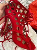Women's Sandals Fine High-heeled Fashion 2020 Casual Fighter High Heels Women's Shoes Summer Cross Strap Sandals