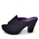 Italian Designer Women Shoes Chunky Sandals Platform Shoes Wedding Dress Pumps High Heel Bling Bling Female Square Heel Mules