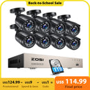 ZOSI 8路闭路电视系统 H.265+ 5MP精简版HD-TVI硬盘录像机套件 8个1080p 2MP家用安防户外夜视摄像头视频监控套件