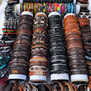 50PCS/Lot Random Surfer Bracelet Handmade Men's Women's Mix Styles Braided Leather Cuff Bracelets Jewelry Party Gift  MX3