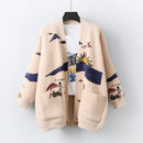 Letter Embroidery Loose Sweaters Women Winter Women Coat Cardigan Preppy Style Clothes Y2K Sweet Girl Casual Knit Sweater Top
