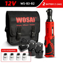 威莎（WOSAI）45牛米充电式电动扳手12V 3/8棘轮扳手套装弯头电钻螺丝刀，用于拆卸螺丝螺母汽车维修工具
