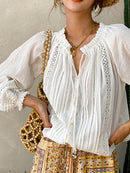 Jastie 2022 Spring Summer Blouse Shirts Women Long Sleeve Boho White Loose Blouses Shirt Women&
