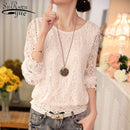 2022 Fashion Summer White Lace Women's Clothing Long Sleeve Chiffon Women Shirts Blouses Blusas Black Women's Tops Blouse 51C