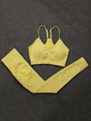 ATHVOTAR Two Piece Set Women Seamless Gym Sports Bra and High Waist Leggings Outfits Solid Color Fitness Tracksuit Women