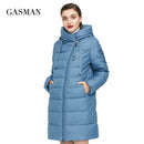 GASMAN 2022 长款羽绒冬装外套女加厚带帽派克大衣保暖女士品牌棉服冬季 M-180