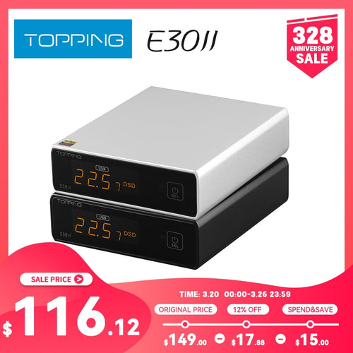 拓品 TOPPING E30II 解码器 2*AK4493S DAC 高解析度音频 XMOS AU208 触控操作 E30 II 带遥控器 前置放大器 DAC