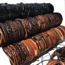 50PCS/Lot Random Surfer Bracelet Handmade Men's Women's Mix Styles Braided Leather Cuff Bracelets Jewelry Party Gift  MX3