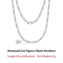 ORSA JEWELS Trendy Men Woman Figaro Chain Necklace 3.3/5/7mm Diamond-Cut Figaro Chain 925 Silver Jewelry Party Gift OSC34