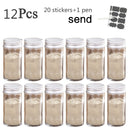 3-12PCS Set Seasoning Jar Square Glass Container Seasoning Bottle Kitchen Outdoor Camping Seasoning Container Glass Sealed Jar