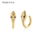 ANDYWEN 925纯银镀金蛇形圆圈耳环 女士时尚奢华首饰 2020摇滚朋克水晶耳圈穿刺