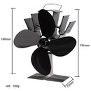 Black Fireplace 4 Blade Heat Powered Stove Fan komin Log Wood Burner Eco Friendly Quiet Fan Home Efficient Heat Distribution