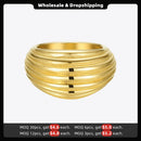 ENFASHION Chunky Lines Rings For Women Gold Color Elegant Ring Stainless Steel Friends Gifts Fashion Jewelry Anillos Mujer R4069