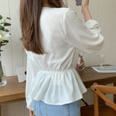 shintimes V-Neck White Blouse Sashes Casual Woman Clothes 2022 Fall Lace Long Sleeve Shirt Women Blouses Shirts Chemisier Femme