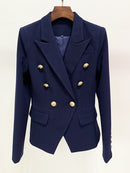 HIGH QUALITY New Fashion 2022 Designer Jacket Women's Classic Slim Fitting Metal Lion Buttons Double Breasted Blazer Outer S-5XL