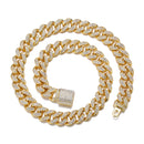 Necklace +Watch+Bracelet Hip Hop Miami Curb Cuban Chain Gold Color Iced Out Paved Rhinestones CZ Bling Rapper For Men Jewelry