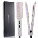 Rhinestone Flat Iron Titanium Hair Straightener Professional Dual Voltage Straightening Irons LCD Display 2 Inch Plate Irons
