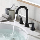 PARLOS 2-Handle 8英寸两孔面盆水龙头带阀门和弹跳式排水组件以及cUPC水龙头软管，哑光黑，Demeter系列，1.5GPM