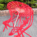 Silk Cloth Lace Umbrella Women Costume Photography Props Tasseled Umbrella Yarned Chinese Classical Oil-paper Umbrella Parasol