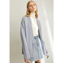 Amii women's spring pine ribbon knitting wool coat new solid full sleeves belt vneck sweater 11940411