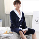 Men Casual Kimono Bathrobe Autumn Winter Flannel Long Robe Thick Warm Sleepwear Plus Size 3XL Nightgown Male Loose Home Wear