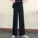 阔腿裤女纯黑系带韩版宽松休闲高腰女春长裤日常街头秋