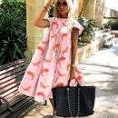 Z-ZOUX Women Dress Short Sleeve Pleated Long Dresses Fashion Bohemian Dress Solid Loose Summer Dresses Plus Size White Black New
