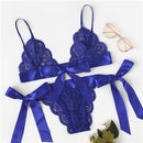 SHEIN Lace Sexy lingerie Set Hot Women Sleepwear V Neck Sleeveless Lace Scallop Bralette And Pantie Intimate Lingerie