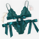 SHEIN Lace Sexy lingerie Set Hot Women Sleepwear V Neck Sleeveless Lace Scallop Bralette And Pantie Intimate Lingerie