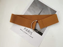 Belts for Women Black Simple Waist Elastic Ladies Band Round Buckle Decoration Coat Sweater Fashion Dress Rice White