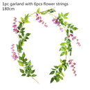 Green Eucalyptus Leaves Garland Wisteria Artificial Flowers Rattan Fake Plant Silk Leaf Vines For Wedding Birthday Party Decor