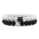 2pcs/set Bead Bracelet Natural Tiger Stone Charm Onyx Beaded Couple Distance Bracelets for Women Men Friend Gift Stretch Jewelry