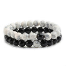 2pcs/set Bead Bracelet Natural Tiger Stone Charm Onyx Beaded Couple Distance Bracelets for Women Men Friend Gift Stretch Jewelry