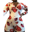 Sexy Bodysuit Women's Floral Long Sleeve Bodycon Bandage Jumpsuit Bodysuit Romper Casual Leotard Tops Sleepwear
