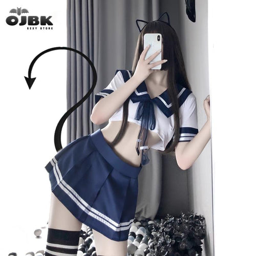 OJBK 校服女学生大码女仆装性感角色扮演内衣学生制服迷你裙啦啦队新款