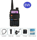 宝锋UV-5R 8W对讲机便携式CB火腿收音机业余10KM超高频甚高频扫描电台调频收发器UV5R UV 5R适用于狩猎