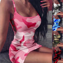 Plus Size5xl Sexy Bodycon Mini Dress for Women Summer 2020 Party Club Camouflage Slim Dress Hollow Knitted Wrap Dresses Camisole