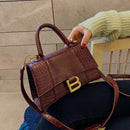 Designer Luxury Soft Top-Handle Tote Women Alligator Leather Hourglass Handbag Girl Brand B Metal Shoulder Messenger Bags Female