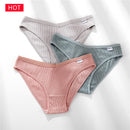 FINETOO 3条/套女士内裤纯棉内裤性感内裤女内裤纯色内裤女士内衣 M-2XL