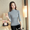 Fashion Solid White and Black Tops Sweaters 2021 Winter Long Sleeve Turtleneck Pullovers Womens Sweaters Femme Clothing 5218
