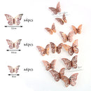 12Pcs 4D Hollow Butterfly Wall Sticker DIY Home Decoration Wall Stickers wedding Party Wedding Decors Butterfly Kids Room Decors