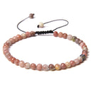 Adjustable 4MM Stone Beads Bracelet For Women Natural Agates Jaspers Onyx Lapis Lazuli Woven Bracelet For New Year Gift Jewelry